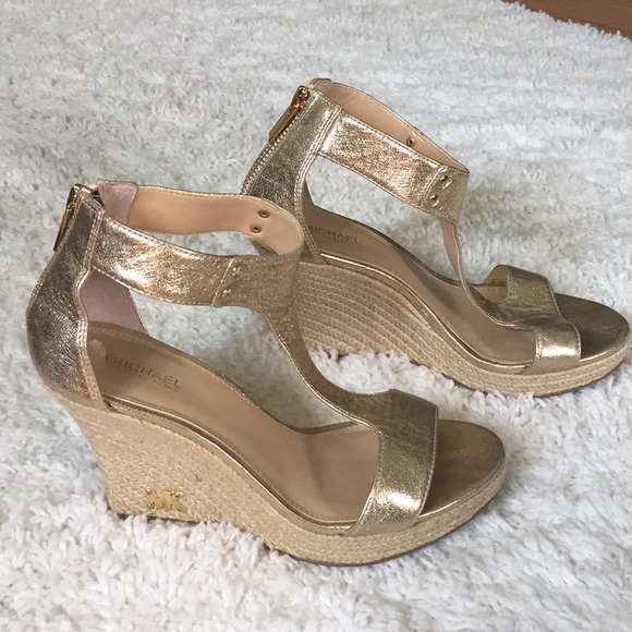 michael kors t strap wedge